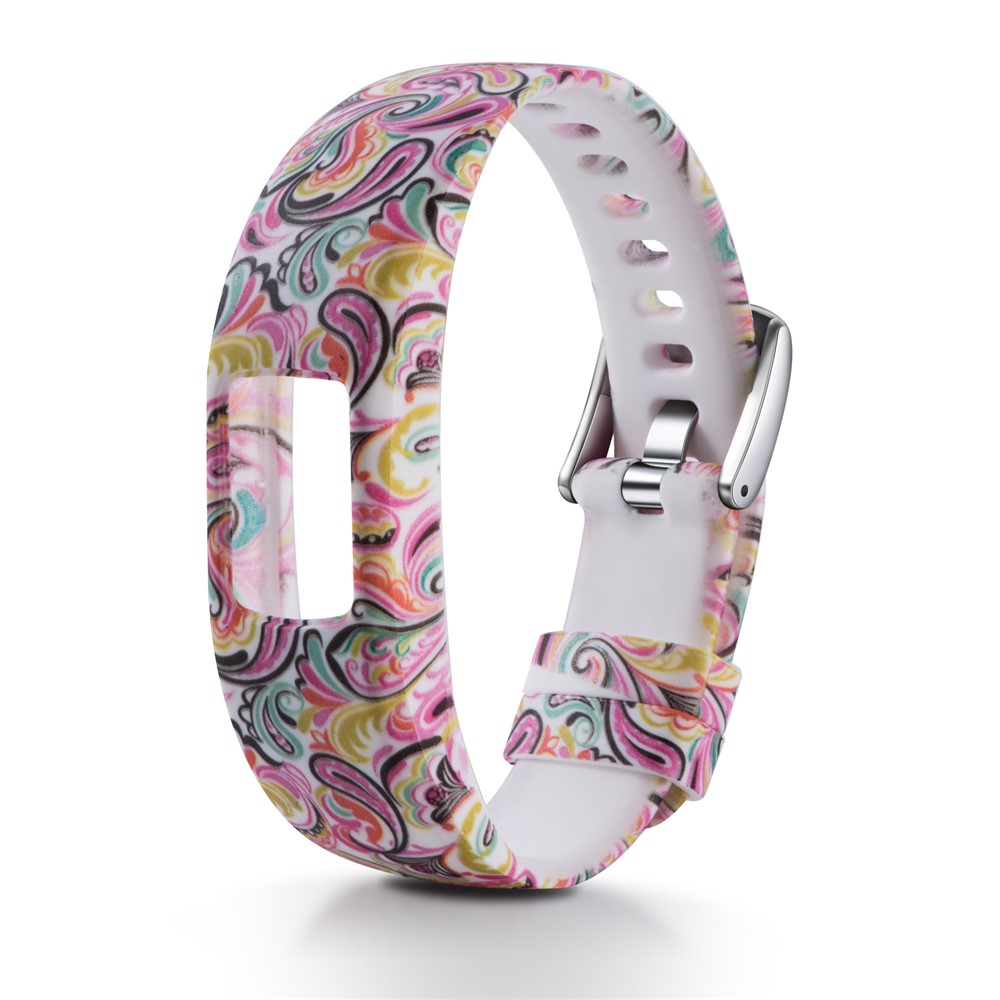 Patterned Soft Silicone Watch Strap Replace Party for Garmin VivoFit 4, Length: 210mm - Paisley Pattern-1