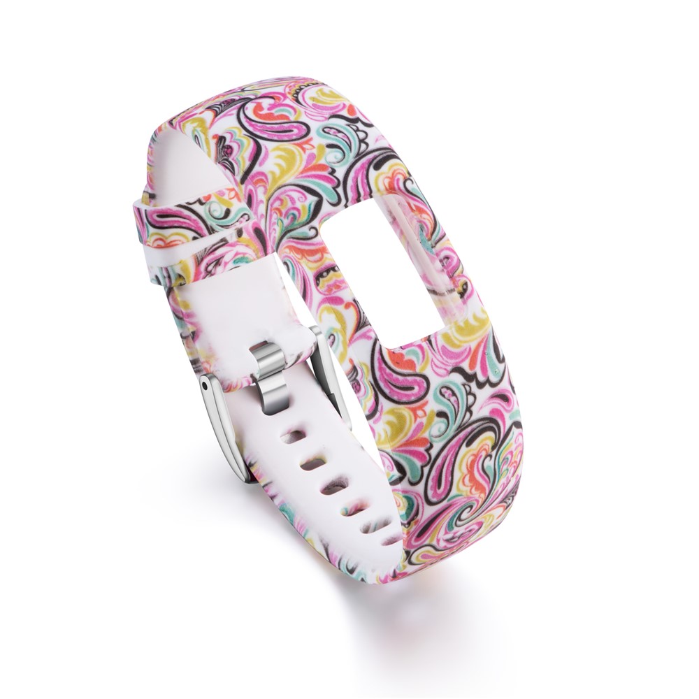 Patterned Soft Silicone Watch Strap Replace Party for Garmin VivoFit 4, Length: 210mm - Paisley Pattern-2