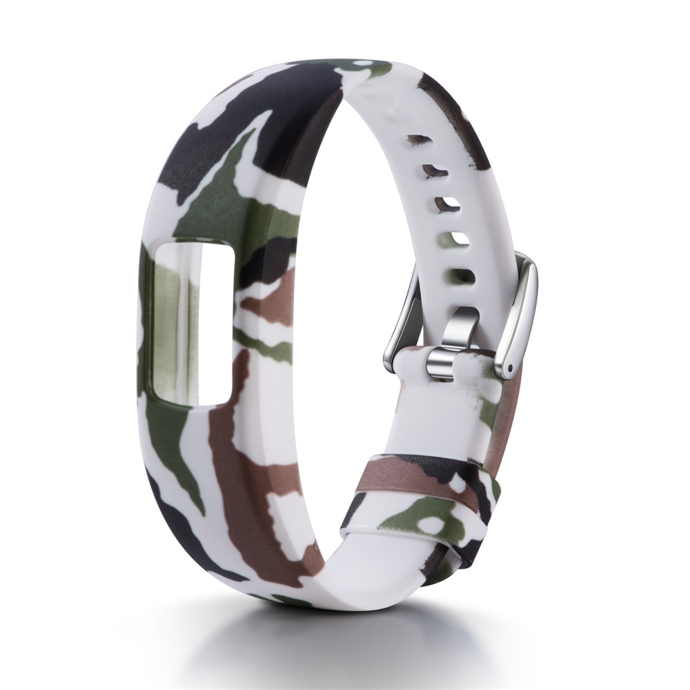 Patterned Soft Silicone Watch Band Strap Part Replacement for Garmin VivoFit 4, Length: 210mm - Camouflage Pattern-1