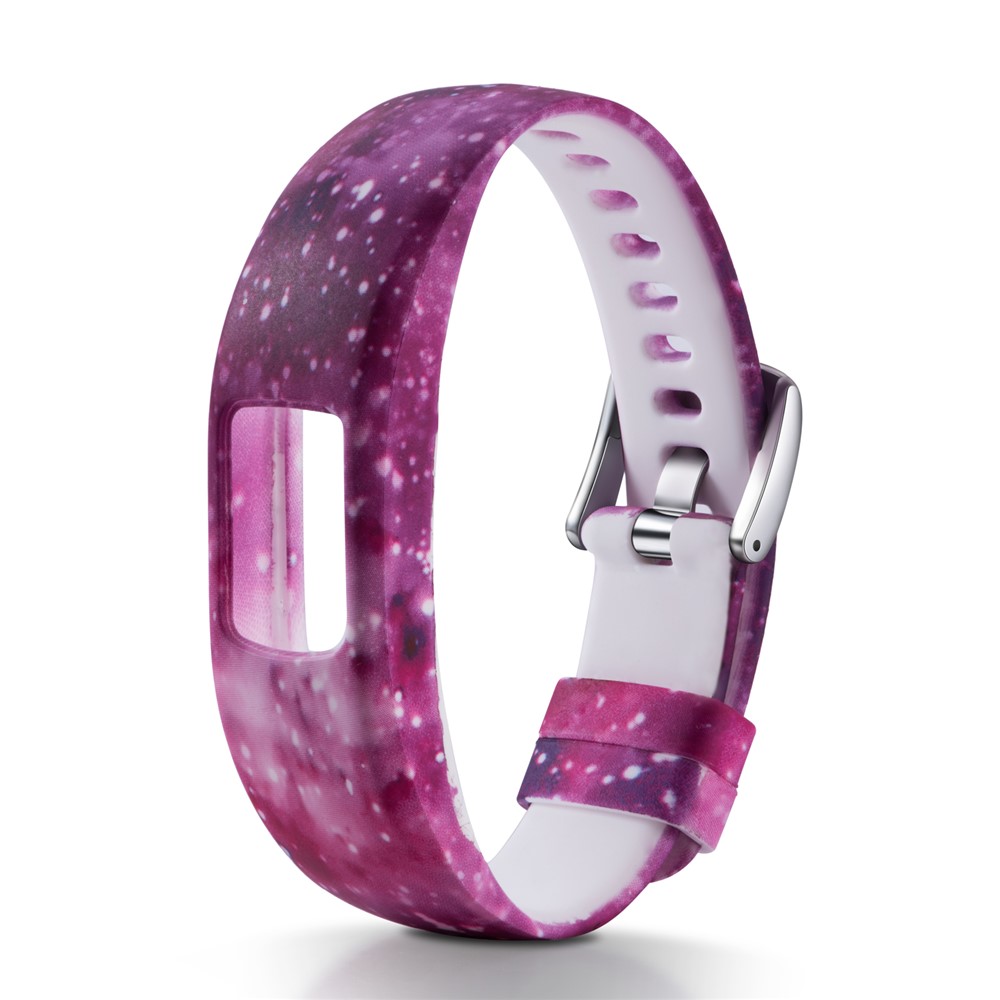 Patterned Soft Silicone Watch Band Replace Part for Garmin VivoFit 4, Length: 210mm - Red Starry Sky-1