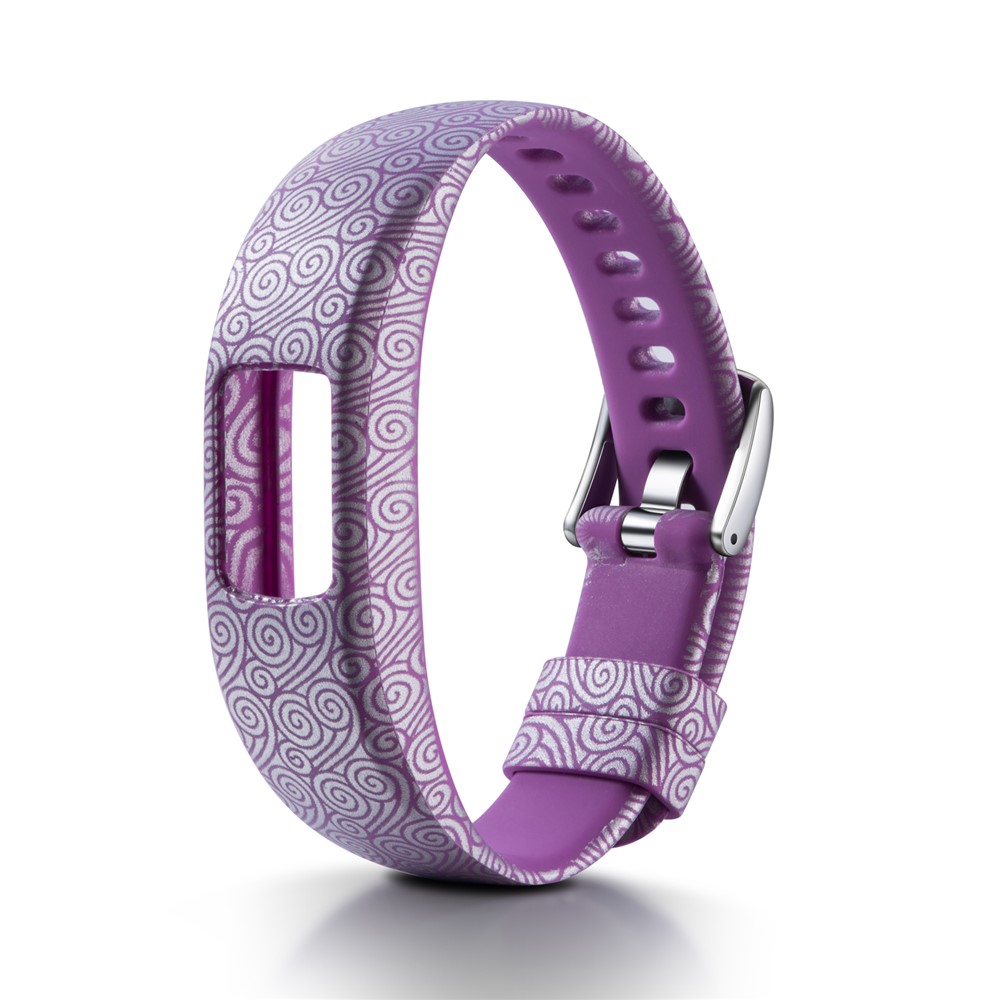 Patterned Soft Silicone Adjustable Watch Strap Band for Garmin VivoFit 4, Length: 210mm - Purple Auspicious Clouds Pattern-1