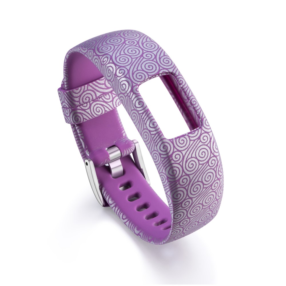 Patterned Soft Silicone Adjustable Watch Strap Band for Garmin VivoFit 4, Length: 210mm - Purple Auspicious Clouds Pattern-2