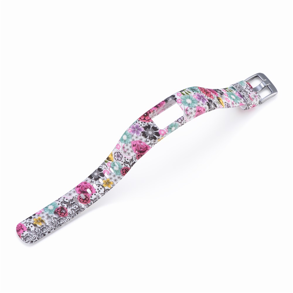 Patterned Adjustable Soft Silicone Watch Band Strap Part Replacement for Garmin VivoFit 4, Length: 210mm - Pretty Flower Pattern-4