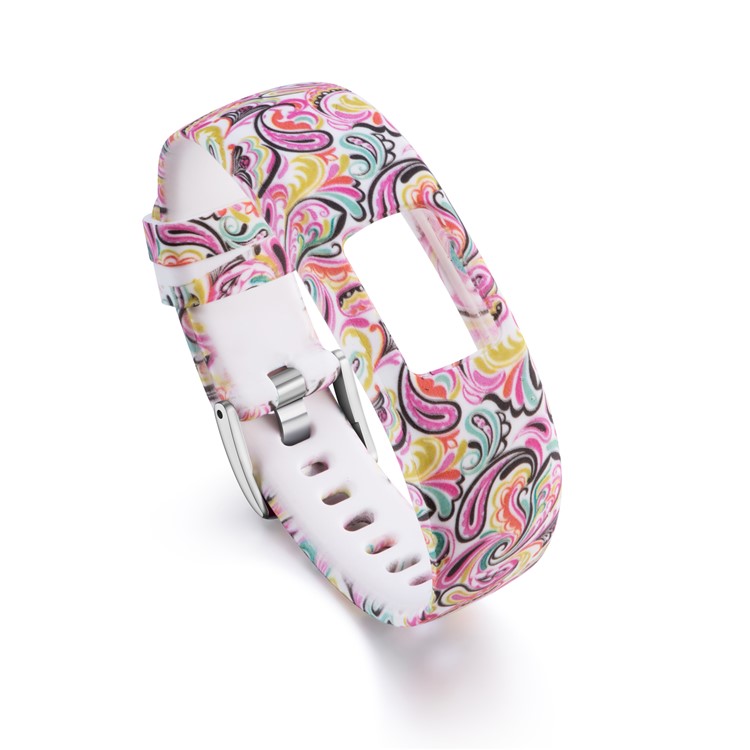 Patterned Soft Silicone Watch Strap for Garmin VivoFit 4, Length: 230mm - Paisley Pattern-2
