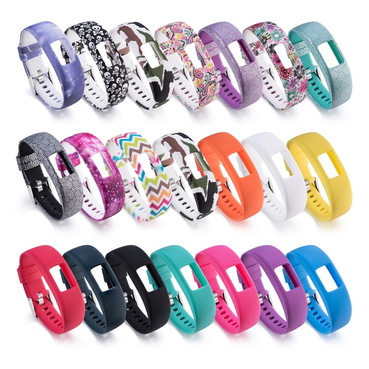 Patterned Soft Silicone Watch Strap for Garmin VivoFit 4, Length: 230mm - Paisley Pattern-4