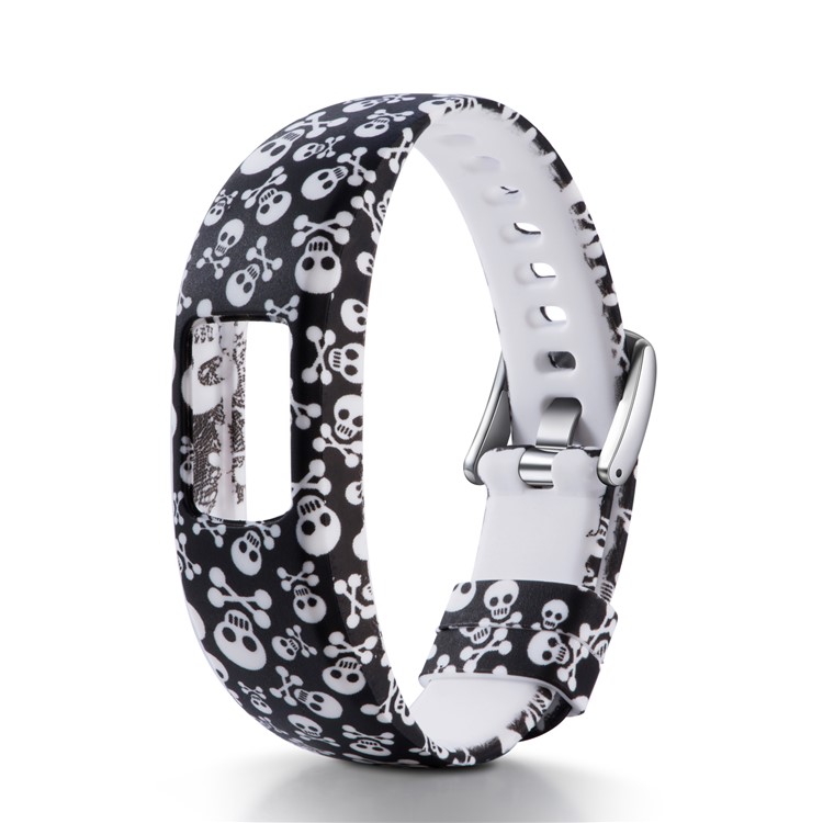 Patterned Soft Silicone Watch Band for Garmin VivoFit 4, Length: 230mm - Skulls Pattern-1