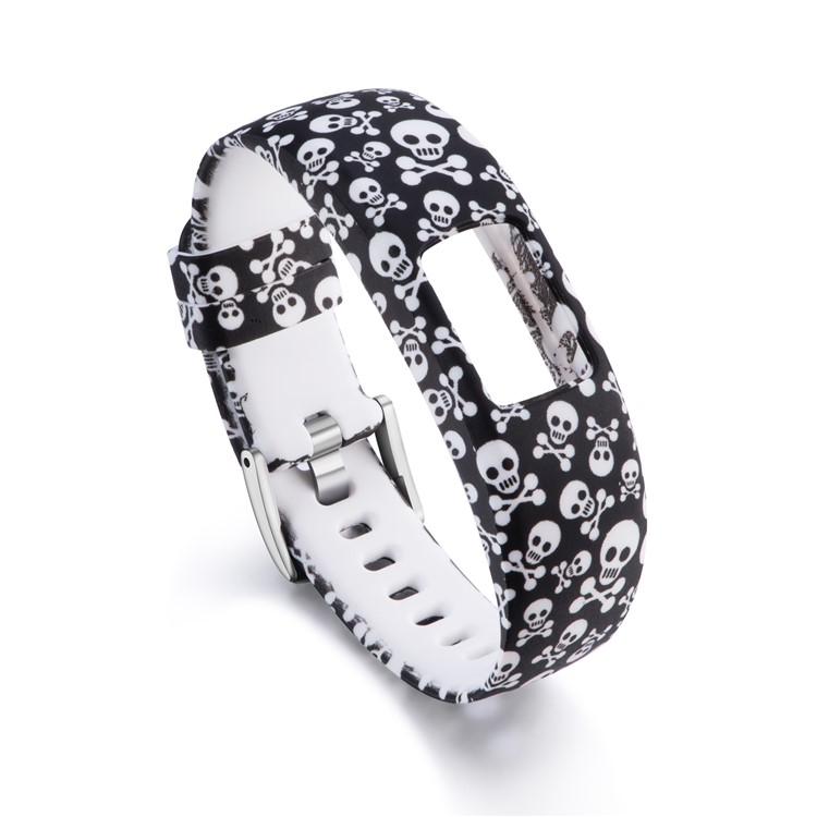 Patterned Soft Silicone Watch Band for Garmin VivoFit 4, Length: 230mm - Skulls Pattern-2