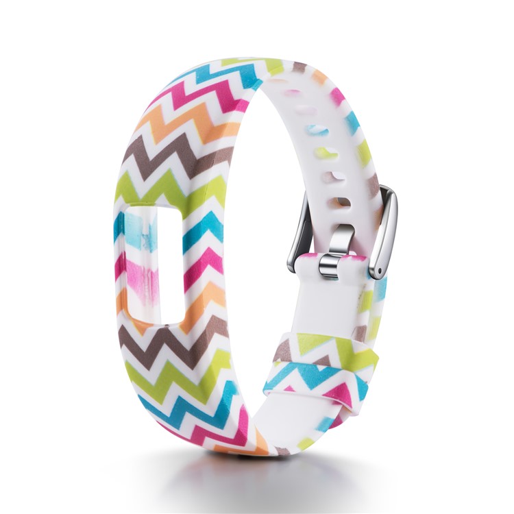 Patterned Soft Silicone Watch Band Replacement for Garmin VivoFit 4, Length: 230mm - Colorized Wave Pattern-1