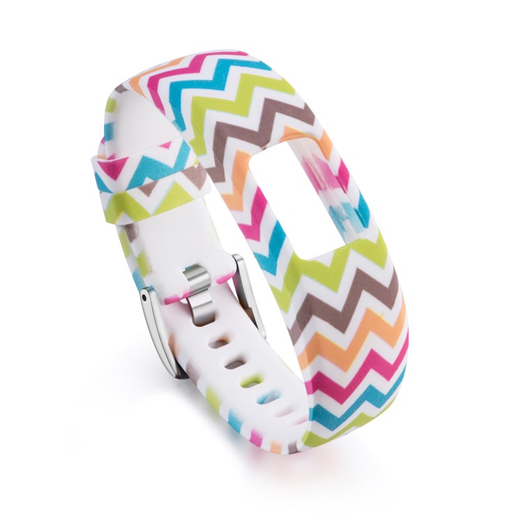 Patterned Soft Silicone Watch Band Replacement for Garmin VivoFit 4, Length: 230mm - Colorized Wave Pattern-2