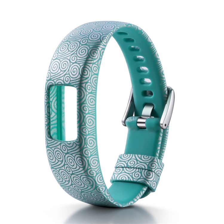 Patterned Soft Silicone Watch Band Strap for Garmin VivoFit 4, Length: 230mm - Cyan Auspicious Clouds Pattern-1