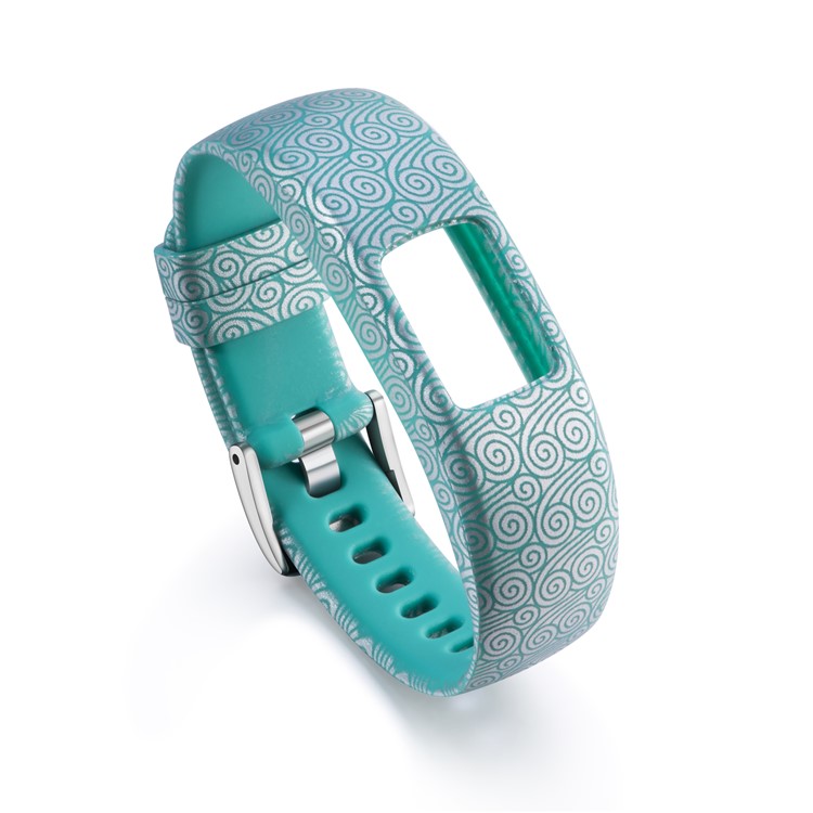 Patterned Soft Silicone Watch Band Strap for Garmin VivoFit 4, Length: 230mm - Cyan Auspicious Clouds Pattern-2