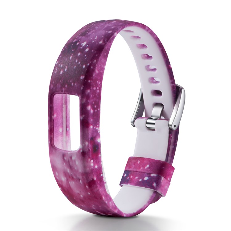 Patterned Soft Silicone Watch Strap Part Replacement for Garmin VivoFit 4, Length: 230mm - Red Starry Sky-1