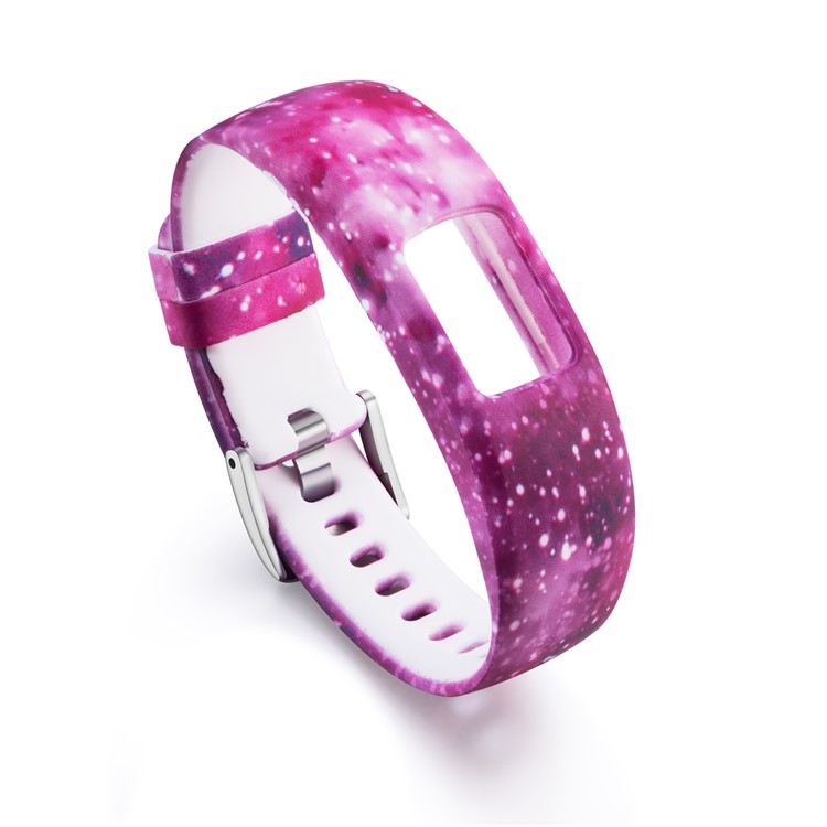 Patterned Soft Silicone Watch Strap Part Replacement for Garmin VivoFit 4, Length: 230mm - Red Starry Sky-2
