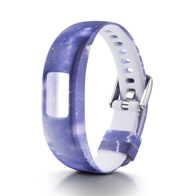 Patterned Soft Silicone Watch Band Part Replacement for Garmin VivoFit 4, Length: 230mm - Blue Starry Sky-1