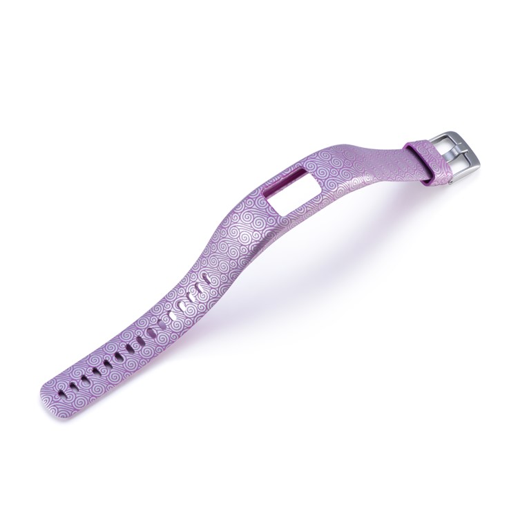 Patterned Soft Silicone Watch Strap Replace Part for Garmin VivoFit 4, Length: 230mm - Purple Auspicious Clouds Pattern-3