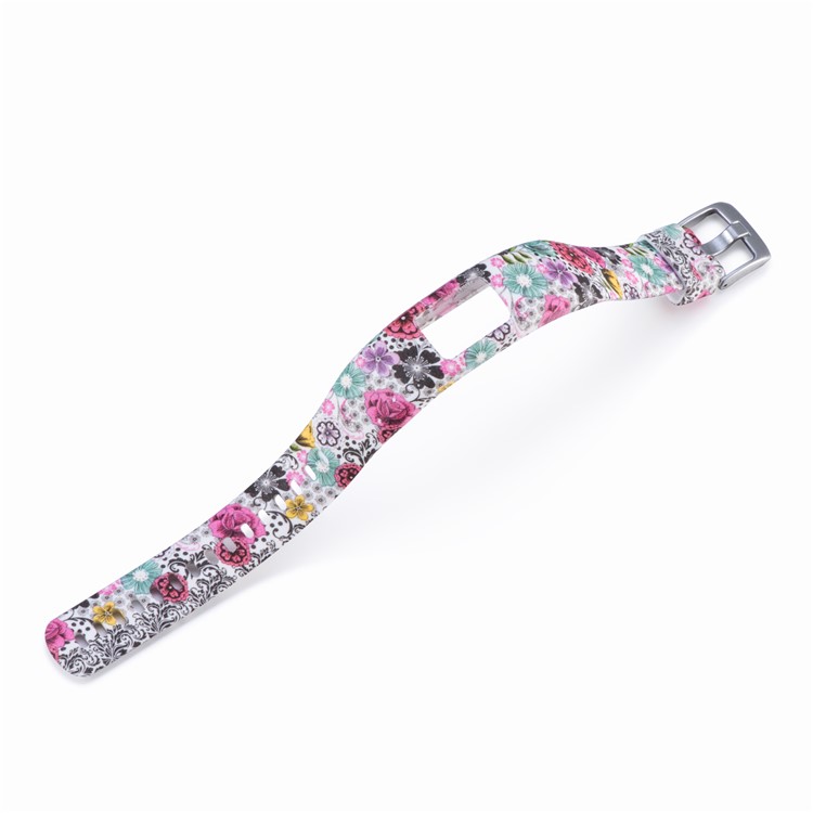 Patterned Soft Silicone Adjustable Watch Strap Band for Garmin VivoFit 4, Length: 230mm - Pretty Flower Pattern-4