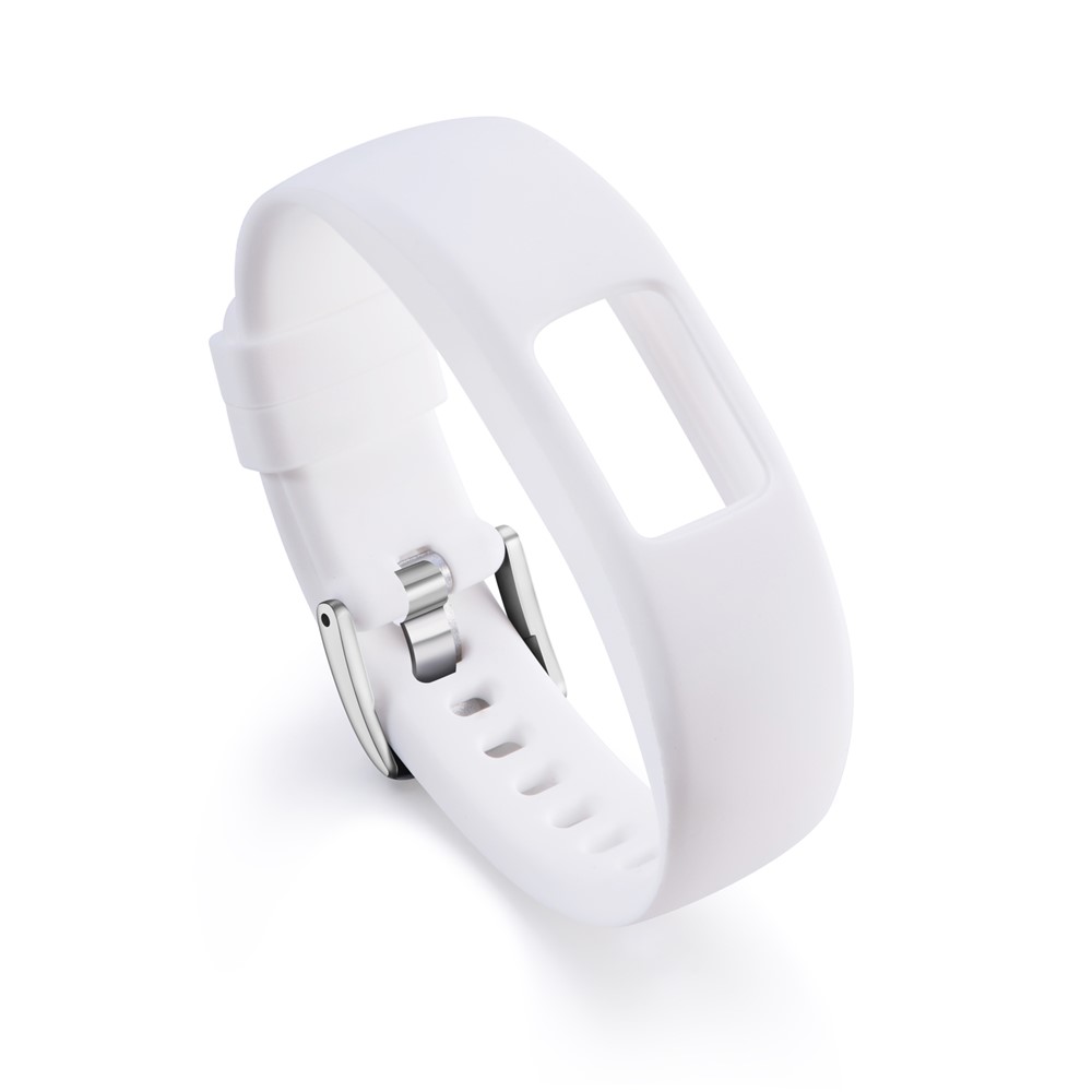 Banda De Reloj De Silicona Suave Ajustable Flexible Para Garmin VIVOFIT 4 - Tamaño: S / Blanco