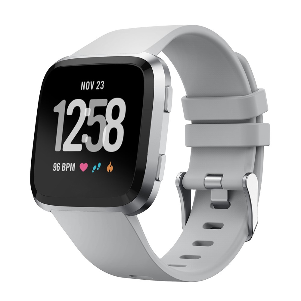 Adjustable Silicon Watch Wrist Strap, Length: 102 + 95mm for Fitbit Versa - Grey-2