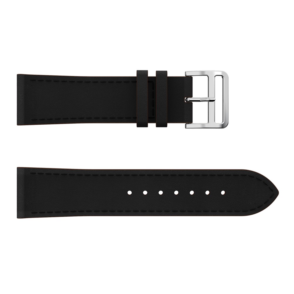 23mm Genuine Leather Watch Band for Fitbit Versa - Black-5