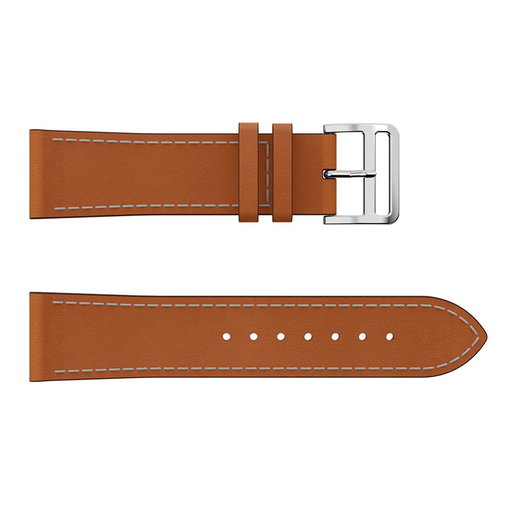 23mm Genuine Leather Replacement Watch Band for Fitbit Versa - Brown-3