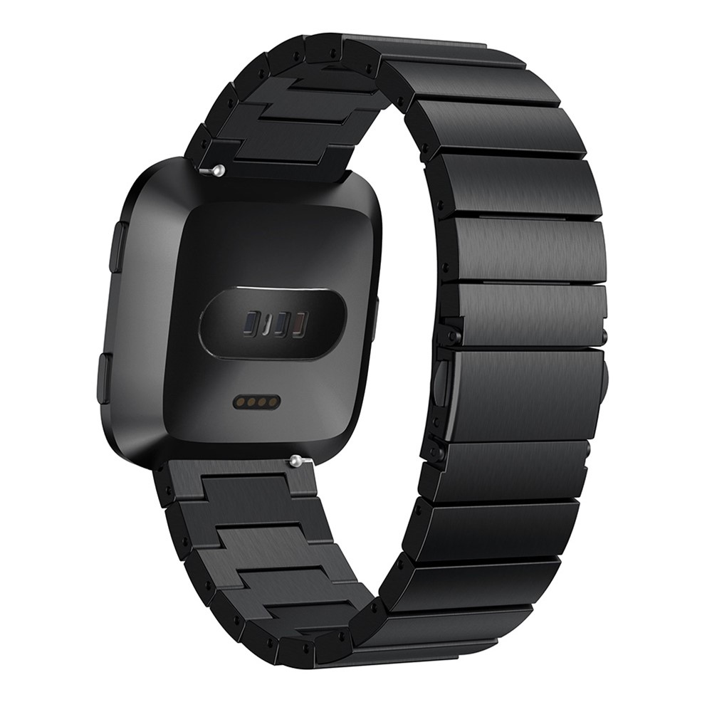 22mm Classic 316 Stainless Steel Watch Band for Fitbit Versa - Black-3