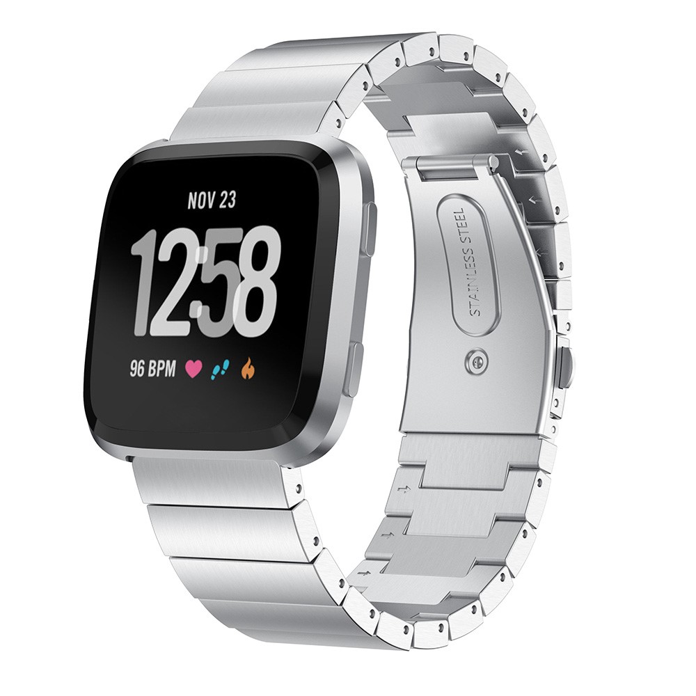 22mm Classic 316 Stainless Steel Replacement Watch Strap for Fitbit Versa - Silver-2
