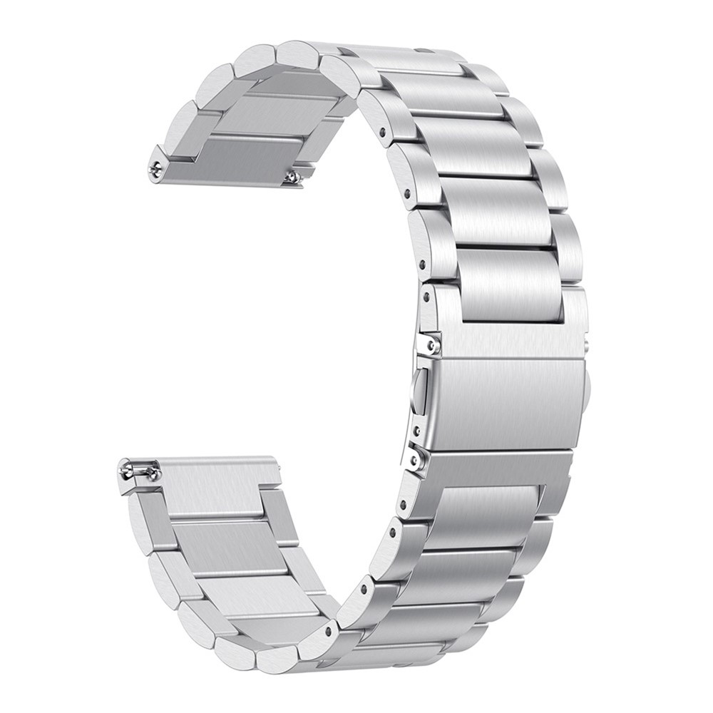 Three Beads Folding Clasp Stainless Steel Watch Strap for Fitbit Versa - Silver-1