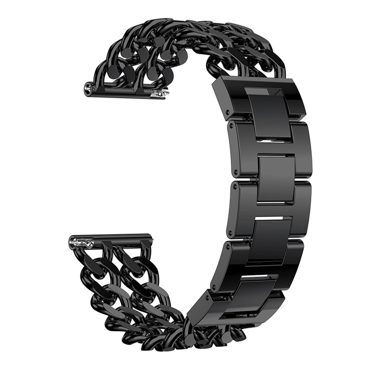For Fitbit Versa Cowboy Chain Stainless Steel Watch Band 22mm with Connectors - Black-1