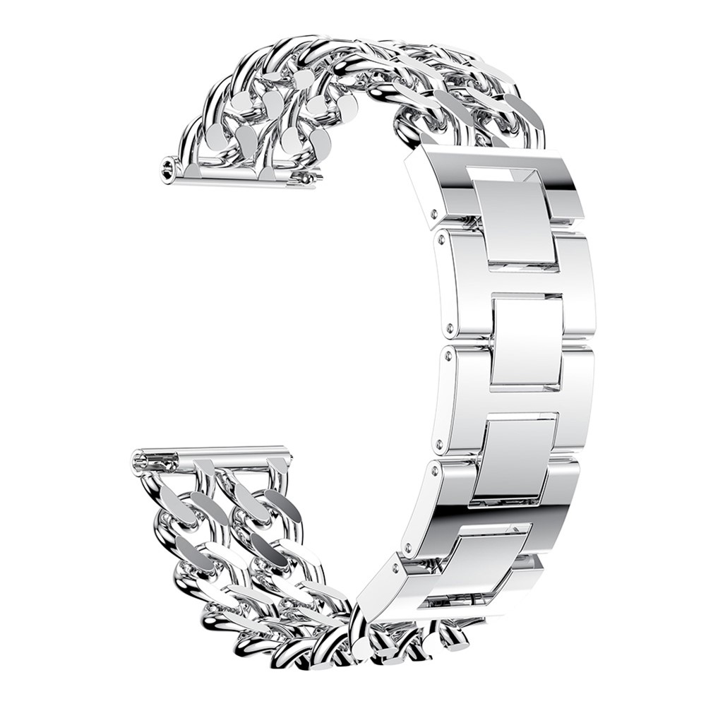 For Fitbit Versa Cowboy Chain Stainless Steel Watch Bracelet 22mm with Connectors - Silver-1