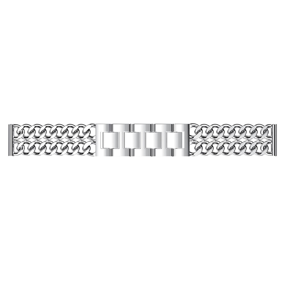 For Fitbit Versa Cowboy Chain Stainless Steel Watch Bracelet 22mm with Connectors - Silver-4