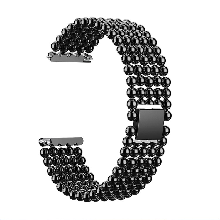22cm Five Beads Buckle Closure Stainless Steel Watch Band for Fitbit Versa - Black-1