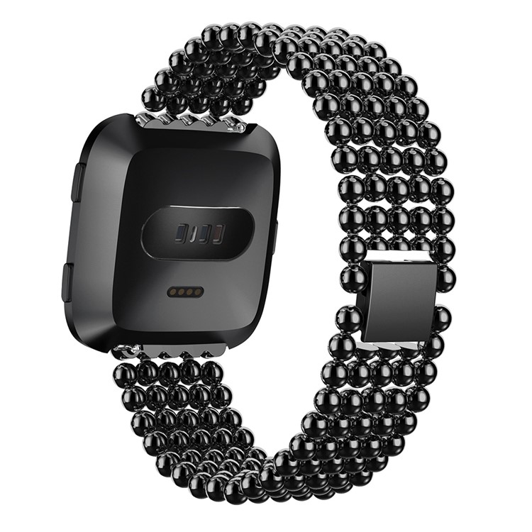 22cm Five Beads Buckle Closure Stainless Steel Watch Band for Fitbit Versa - Black-3