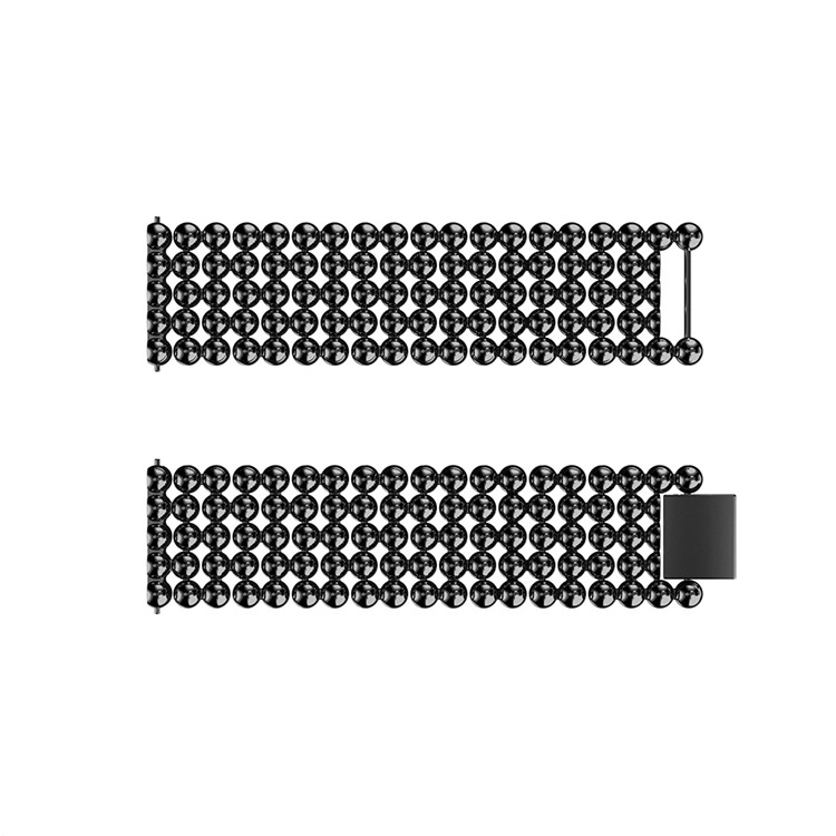 22cm Five Beads Buckle Closure Stainless Steel Watch Band for Fitbit Versa - Black-4