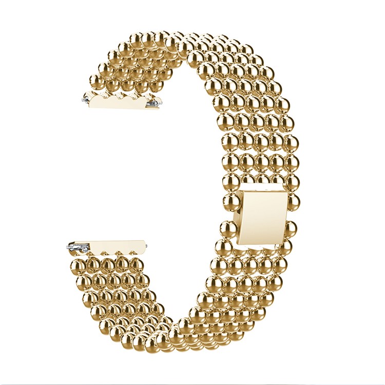 For Fitbit Versa Five Beads Buckle Closure Stainless Steel Watchband Strap 22cm - Gold-1
