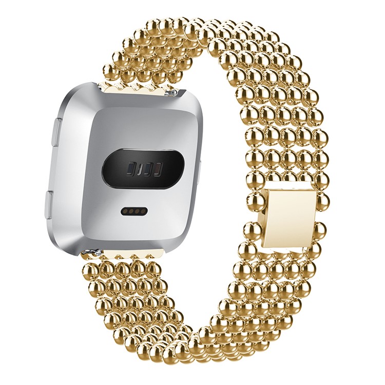 For Fitbit Versa Five Beads Buckle Closure Stainless Steel Watchband Strap 22cm - Gold-3