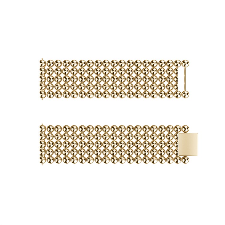For Fitbit Versa Five Beads Buckle Closure Stainless Steel Watchband Strap 22cm - Gold-4