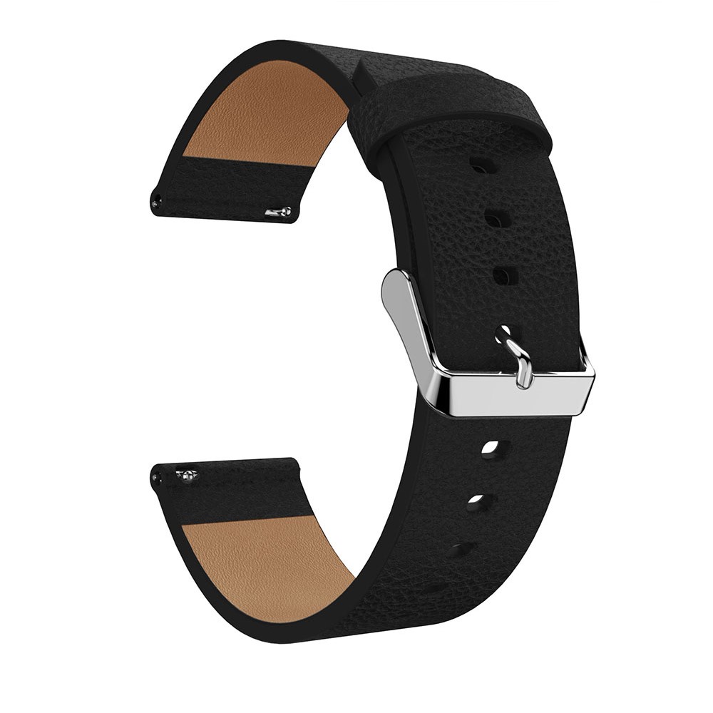 Remplacement De Bande De Montre En Cuir Véritable De Litchi Texture, Longueur: 115 + 85mm Pour Fitbit Versa - Noir-1
