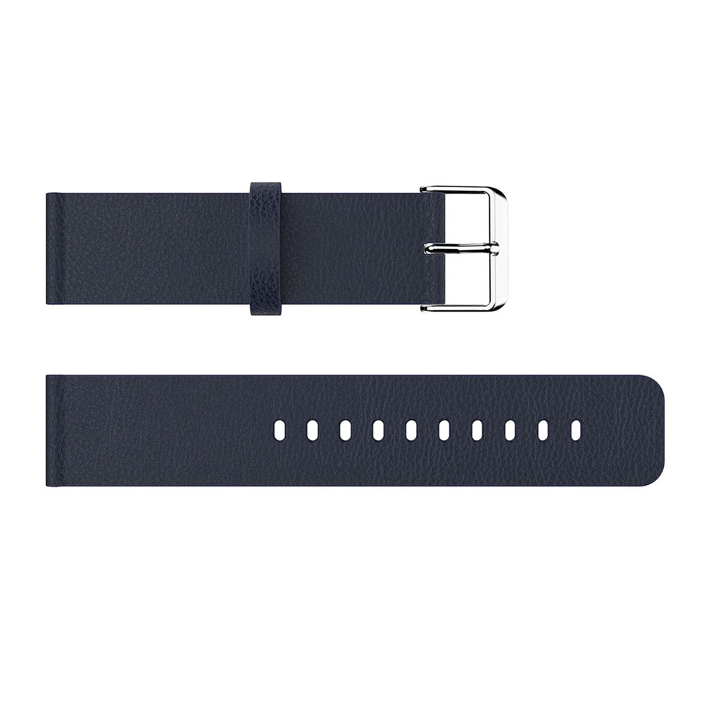 Litchi Texture Genuine Leather Adjustable Watch Band Strap, Length: 115 + 85mm for Fitbit Versa - Dark Blue-3