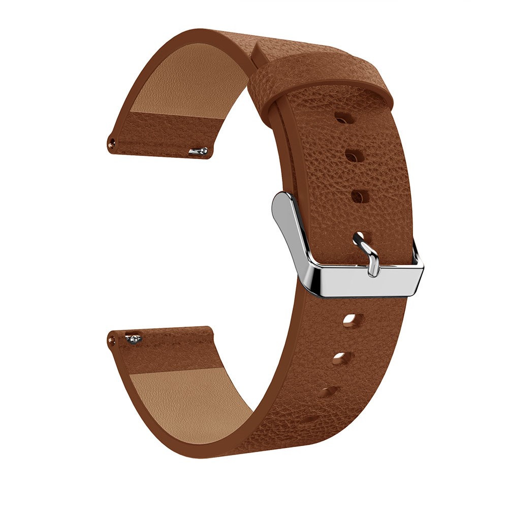 Litchi Texture Genuine Leather Adjustable Watch Wrist Band, Length: 115 + 85mm for Fitbit Versa - Brown-1