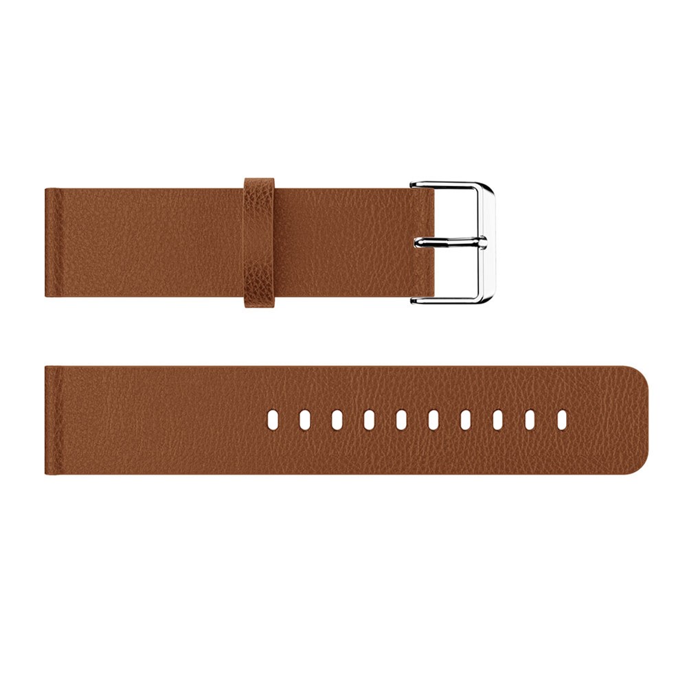Litchi Texture Genuine Leather Adjustable Watch Wrist Band, Length: 115 + 85mm for Fitbit Versa - Brown-3