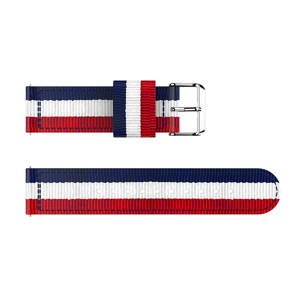 Adjustable Woven Nylon Watch Strap Replacement for Fitbit Versa - Blue / White / Red-4