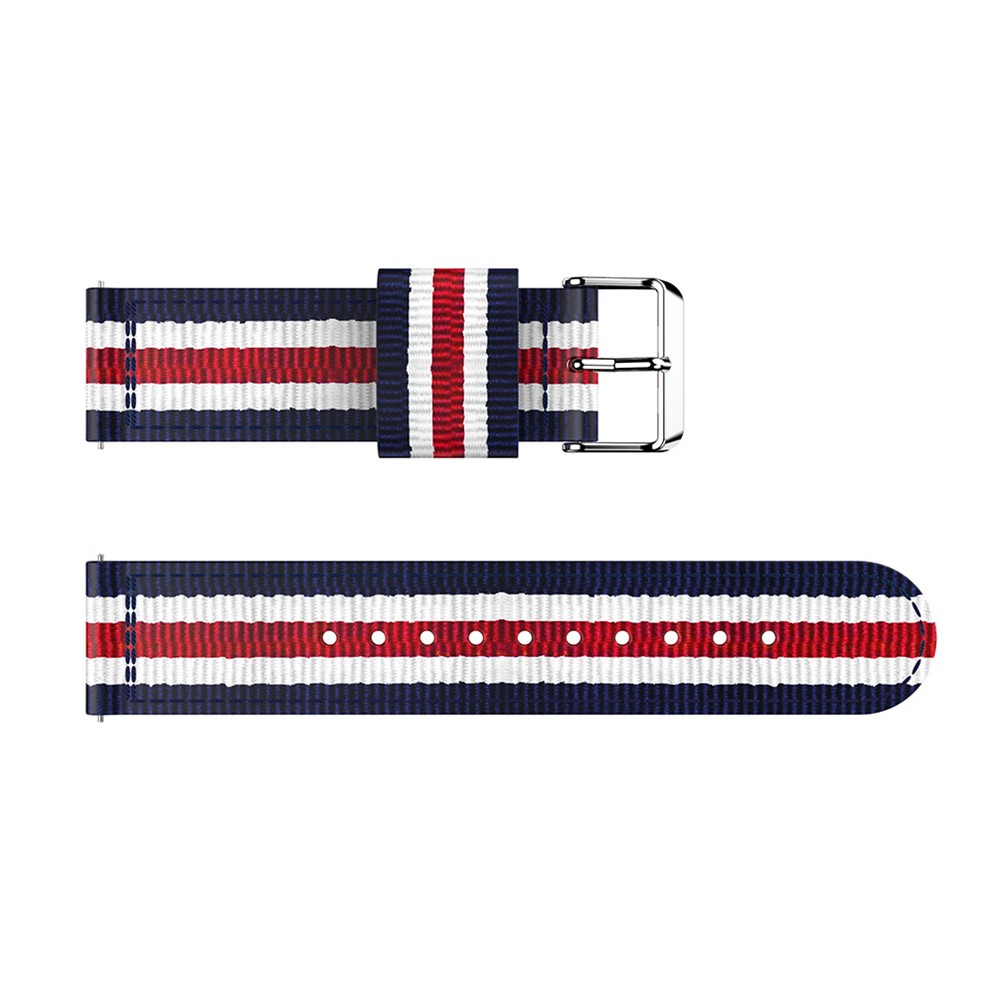 Adjustable Woven Nylon Watch Band Replacement for Fitbit Versa - Red / White / Blue-4