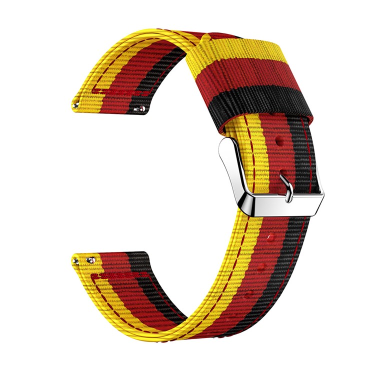 For Fitbit Versa Adjustable Woven Nylon Replacement Watch Strap - Black / Red / Yellow-1