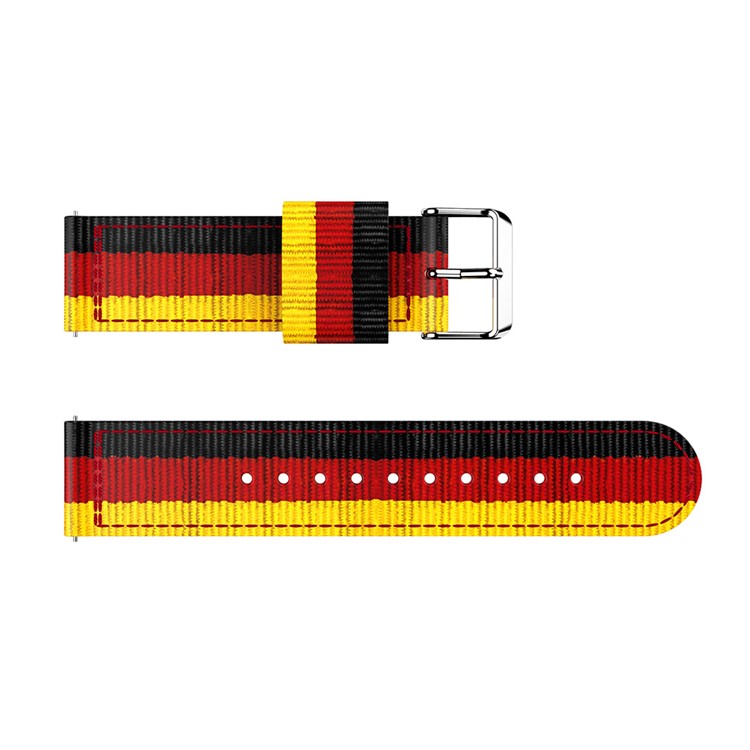 For Fitbit Versa Adjustable Woven Nylon Replacement Watch Strap - Black / Red / Yellow-4