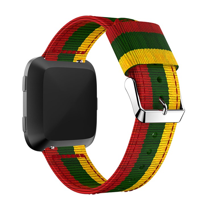 Adjustable Quick Release Nylon Watch Band for Fitbit Versa - Yellow / Green / Red-2