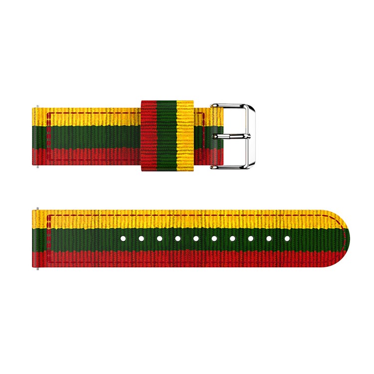 Adjustable Quick Release Nylon Watch Band for Fitbit Versa - Yellow / Green / Red-4
