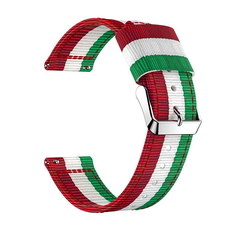 Sangle De Montre Réglable En Nylon Tissé Pour Fitbit Versa - Vert / Blanc / Rouge-1