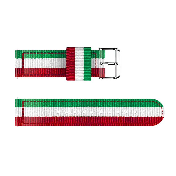 Sangle De Montre Réglable En Nylon Tissé Pour Fitbit Versa - Vert / Blanc / Rouge-4