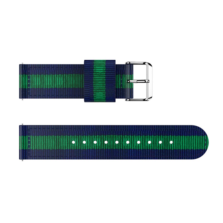 For Fitbit Versa Adjustable Woven Nylon Replacement Watch Strap Band - Dark Blue / Green-4