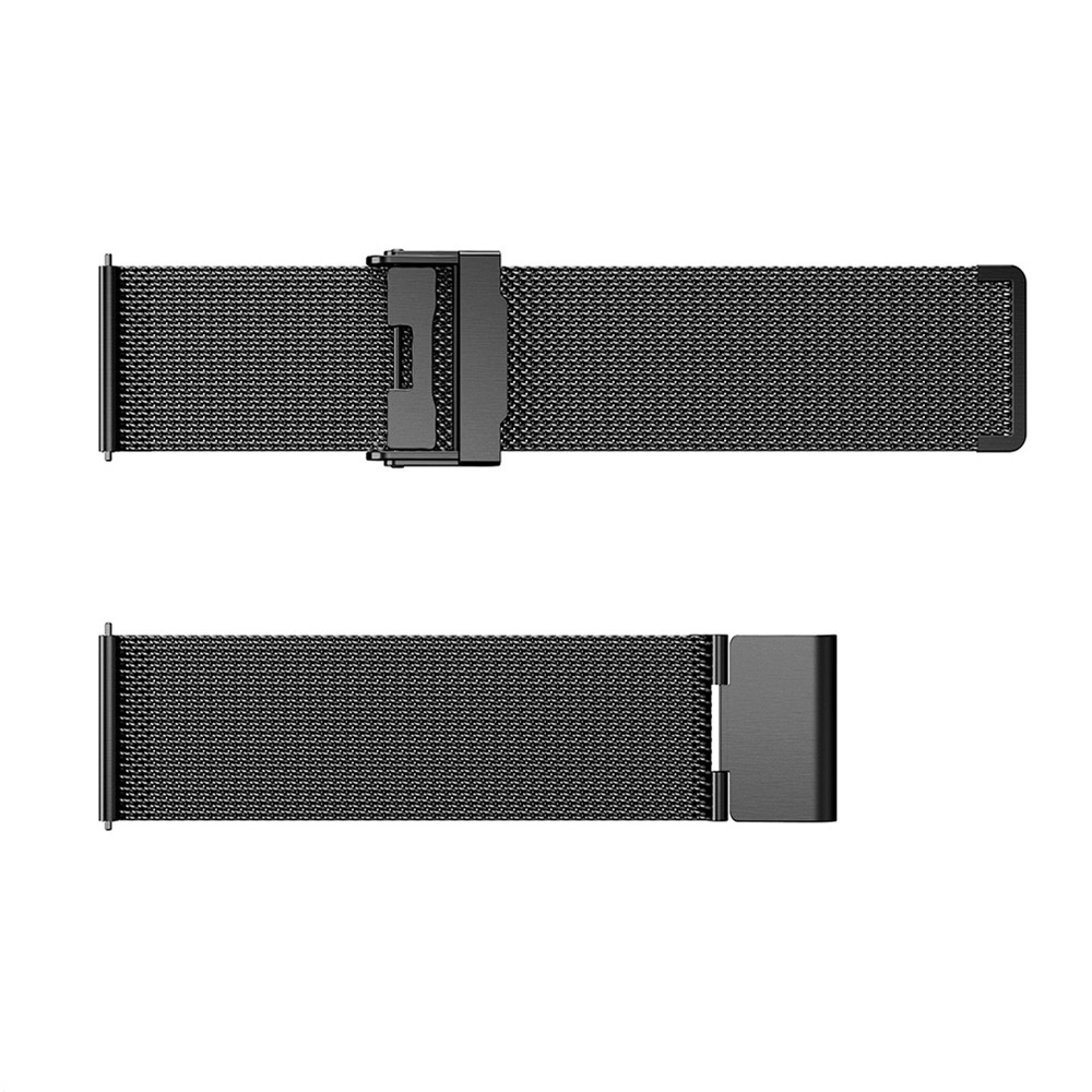 Alça De Relógio De Aço Inoxidável Malha Milanese Luxo Com Fecho De Fivela Para Fitbit Versa - Preto-3